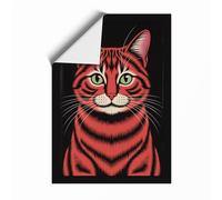 Striking Cat in Turquoise Modern Unframed Wall Art Print A2 (59.4×42cm), Wall Decor for Living Room, Bedroom, Office & Home, Art Gift