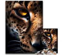 Striking Cheetah Eye Macro Adult Jigsaw Puzzles 1000 Pieces Jigsaw Puzzles Brain Challenge Game for Teenagers & Family Interaction 50x75CM/19.68x29.52inch