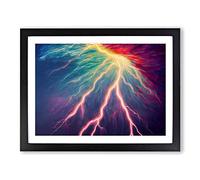 Striking Lightning Vol.1 Framed Print | A4 Black Framed Wall Art | Ready to Hang | Modern Landscape Picture | Living Room Bedroom Lounge Office