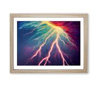 Striking Lightning Vol.1 Framed Print | A4 Oak Framed Wall Art | Ready to Hang | Modern Landscape Picture | Living Room Bedroom Lounge Office