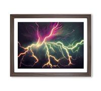 Striking Lightning Vol.2 Framed Print | A3 Walnut Framed Wall Art | Ready to Hang | Modern Landscape Picture | Living Room Bedroom Lounge Office