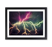 Striking Lightning Vol.2 Framed Print | A4 Black Framed Wall Art | Ready to Hang | Modern Landscape Picture | Living Room Bedroom Lounge Office