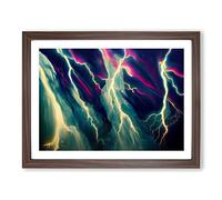 Striking Lightning Vol.3 Framed Print | A4 Walnut Framed Wall Art | Ready to Hang | Modern Landscape Picture | Living Room Bedroom Lounge Office