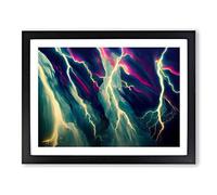 Striking Lightning Vol.3 H1022 Framed Print for Living Room Bedroom Home Office Décor, Wall Art Picture Ready to Hang, Black A4 Frame (34 x 25 cm)