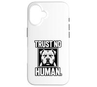 Striking Monochrome Graphic, Trust No Human Case for iPhone 16
