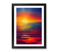 Striking Ocean Sunset No.2 Framed Print | A2 Black Framed Wall Art | Ready to Hang | Modern Nautical Picture | Living Room Bedroom Lounge Office