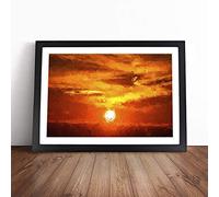 Striking Orange Sunset in Abstract | Framed Wall Art Print | Modern Home Decor Picture | Ready to Hang Artwork for Living Room, Bedroom, Kitchen or Office | Multiple Sizes
