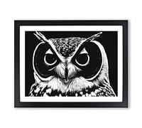 Striking Owl Art Vol.1 Framed Print | A2 Black Framed Wall Art | Ready to Hang | Modern Animal Picture | Living Room Bedroom Lounge Office