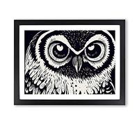 Striking Owl Art Vol.4 BLK Framed Print | A3 Black Framed Wall Art | Ready to Hang | Modern Animal Picture | Living Room Bedroom Lounge Office