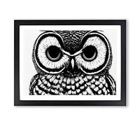 Striking Owl Art Vol.5 WHT Framed Print | A2 Black Framed Wall Art | Ready to Hang | Modern Animal Picture | Living Room Bedroom Lounge Office