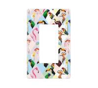 Striking Parrot Toucan Flamingo Wall Plate Covers, 1- Gang Screwless Wall Plates Standard Size 4.6" x 2.8", Decorative Light Switch Cover Plate Outlet Covers, Polycarbonate Thermoplastic