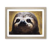 Striking Sloth Framed Print | A4 Oak Framed Wall Art | Ready to Hang | Modern Nature Picture | Living Room Bedroom Lounge Office
