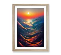 Striking Sunset Framed Print for Living Room Bedroom Home Office Décor, Wall Art Picture Ready to Hang, Oak A3 Frame (34 x 46 cm)