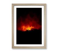 Striking Sunset In Abstract Modern Framed Wall Art Print, Ready to Hang Picture for Living Room Bedroom Home Office Décor, Oak A4 (34 x 25 cm)