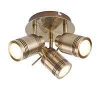 striking three light antique brass bathroom spot plate