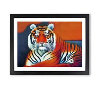 Striking Tiger Framed Print | A4 Black Framed Wall Art | Ready to Hang | Modern Animal Picture | Living Room Bedroom Lounge Office