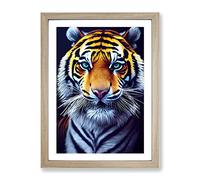 Striking Tiger No.4 Framed Print | A2 Oak Framed Wall Art | Ready to Hang | Modern Animal Picture | Living Room Bedroom Lounge Office