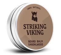 Striking Viking Beard Balm for Men - 60 g, Light Hold, Sandalwood - Beard Styling Balm & Softener with Shea Butter & Tea Tree Oil for Dry, Coarse Facial Hair