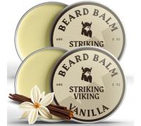 Striking Viking Beard Balm - Pack of 2, 60 g, Vanilla Scent - Moustache Wax with Shea Butter & Jojoba Oils for Softening & Conditioning - Tea Tree Oil Balm & Beard Conditioner