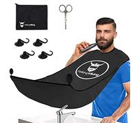 Striking Viking Beard Bib Hair Catcher Apron for Shaving and Trimming - 4 Piece Beard Bib Kit with Beard Cape, Scissors, Extra Suction Cups, Storage Bag -
