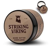 Striking Viking Beard Butter Soft Balm - 113 g, Pack of 1, Sandalwood - Balanced Hold & Beard Wax Texture - Nourishing Conditioner & Facial Hair Softener - Versatile Grooming Aid & Facial Hair Balm