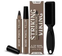 Striking Viking Beard Filler Pen for Men 2 Pack Grey and Brown (Grey) - Profile, Fill and Define Your Beard with a 3