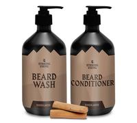 Striking Viking Beard Wash and Conditioner - 10 Fl Oz/Bottle, Sandalwood - Paraben and Sulfate Free Shampoo with Jojoba Oil - Deep Clean Beard Shampoo and Conditioner for All Facial Hair Types