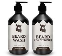 Striking Viking Beard Wash & Conditioner Set - 300 ml Pack of 2, Unscented - Itch-Free Unscented Beard Wash - Complete Men's Grooming Kit - Stylish Gift Set for Him