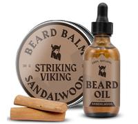 Striking Viking Men's Beard Oil and Balm - Beard Growth Kit - Balm & Conditioner Enriched with Argan & Jojoba Oil - Sandalwood Scent
