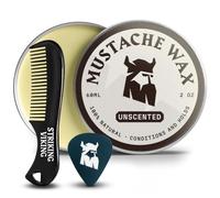 Striking Viking Tash Wax & Pocket Comb Kit - Pack of 2, Strong Hold, 28 g, Unscented - Beeswax for Beard Care & Styling - Grooming Kit for Men
