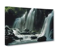 Striking Waterfall Canvas Print | Gallery Wrapped 30mm Frame Wall Art | 30x20 inches | Ready to Hang | Contemporary Landscape Picture | Living Room Bedroom Lounge Office