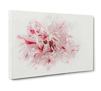 Striking White & Pink Carnation In Abstract Modern Art Canvas Wall Art Print Ready to Hang, Framed Picture for Living Room Bedroom Home Office Décor, 20x14 Inch (50x35 cm)