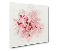 Striking White & Pink Carnation in Abstract Modern Canvas Wall Art Print Ready to Hang, Framed Picture for Living Room Bedroom Home Office Décor, 14x14 Inch (35x35 cm)