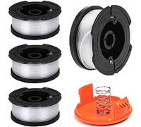Strimmer Spool Line,4 PCS Φ0.065" 30FT AF-100 A6481 Autofeed Nylon Replacement Spools + RC-100-P Spool Cover + Spring,Strimmer Spools Line for Black+Decker BESTA530 STC1820
