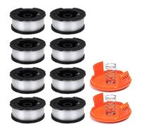 Strimmer Spool Line,8 PCS Φ0.065" 30FT AF-100 A6481 Autofeed Nylon Replacement Spools + 2 PCS RC-100-P Spool Cover + Spring,Strimmer Spools Line for Black+Decker BESTA530 STC1820