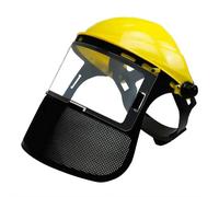 Strimming Face Shield, Adjustable Safety Helmet with Visor, Full Face Mesh Protective Mask for Brush Cutter Forestry Gardening Protection