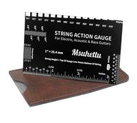 String Action Gauge Ruler, Upgraded Guitar String Height Gauge with Inch & Metric Scales, Guitar String Setup Tool and Accessory for Electric, Acoustic, Bass, and Luthier Use - Etched Black Edition