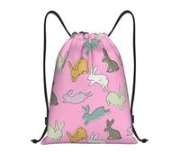 String Bag Cute Easter Bunny Funny Rabbit Drawstring Backpack Heavy Duty Sackpack Water Resistant Gym Bag For Shopping Swimming Beach 36X42Cm