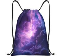 String Bag Electrifying Storm Clouds In Twilight Sky Gym Bag Machine Washable Drawstring Backpack Water Resistant Sackpack For Training Travel Shopping 36X42Cm