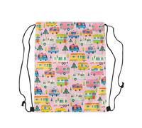 String Bag Happy Camping Colorful Camper Truck Rv Trailer Sport Sack Versatile Drawstring Backpack Organization For Beach School Adults