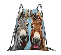 String Bagdrawstring Backpack For Shopping Yoga Hiking 36X42Cm Versatile Durable Gym Bag Vintage Farmhouse Donkey