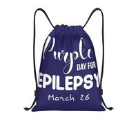 String Bagdrawstring Backpack For Swim Storage Yoga 36X42Cm Durable Portable Drawstring Bag Purple Ribbon Epilepsy Awareness Month