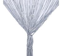 String Curtain Panel, Glitter Door Wall Window Doorways Panel Fly Screen Fringe Room Divider Blinds, Decorative Tassel Ribbon Strip Silver Screen for Living room, Bedroom, Party Events (Grey)