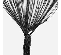 String Curtain Panel, Glitter Door Wall Window Doorways Panel Fly Screen Fringe Room Divider Blinds, Decorative Tassel Ribbon Strip Silver Screen for Living room, Bedroom, Party Events (Black)