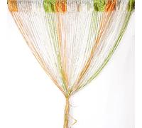 String Curtain Panel,Glitter Door Wall Window Doorways Panel Fly Screen Fringe Room Divider Blinds, Decorative Tassel Ribbon Strip Silver Screen for, Bedroom,Party Events(Green Orange Champagne Beige)