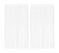 String Curtains 2 pcs White 100 x 250 cm Polyester Tunnel Top Washable Divider.