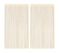 String Curtains 2pcs Cream 140x250cm 100% Polyester Tunnel Top Washable Easy-Cut