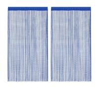 String Curtains Blue 100x250 cm 100% Polyester Tunnel Top 2pcs Washable Easy-cut