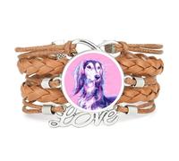 String Fault Art Poodle Dog Love Adjustable Leather Braided Bracelet Brown