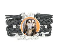 String Gift Big Eyes Poodle Dog Love Adjustable Leather Braided Bracelet Bl